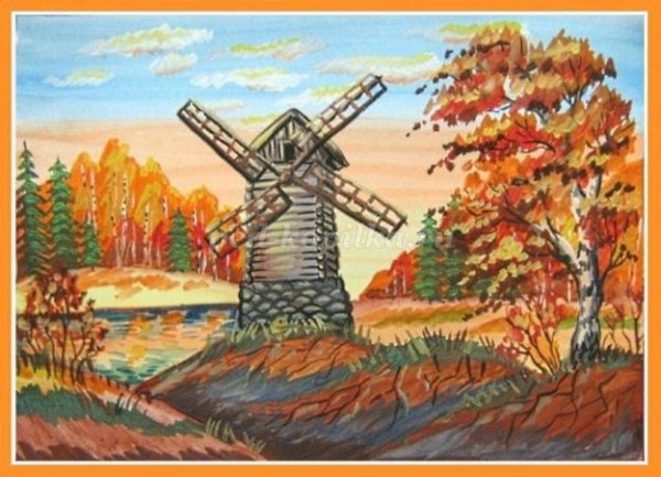 Мельница гуашью детям