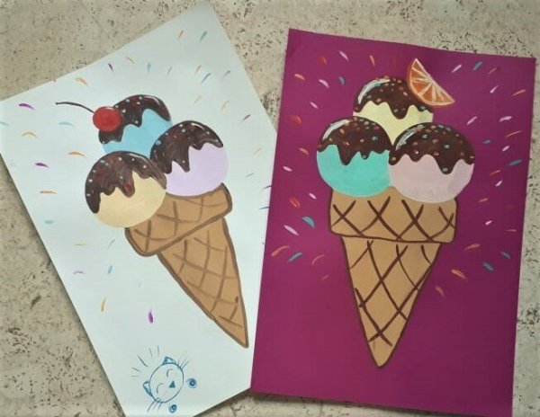 Рисование с детьми мороженое