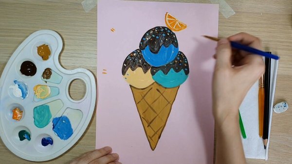 Мороженое гуашью рисование