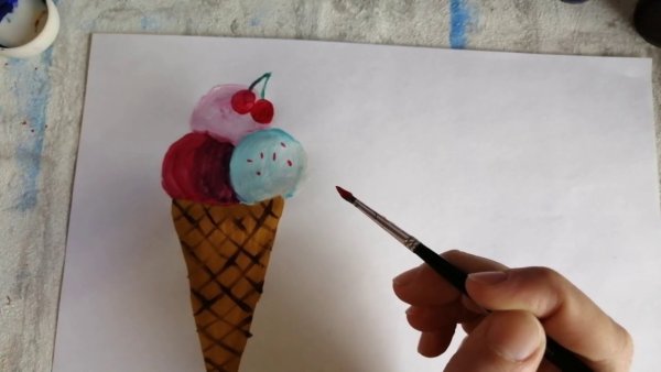 Мороженое гуашью рисование