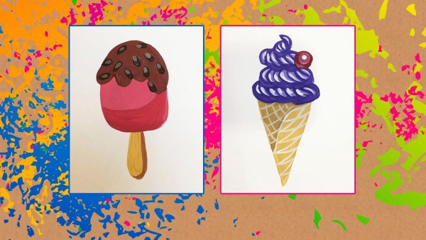 Мороженое детский рисунок гуашью