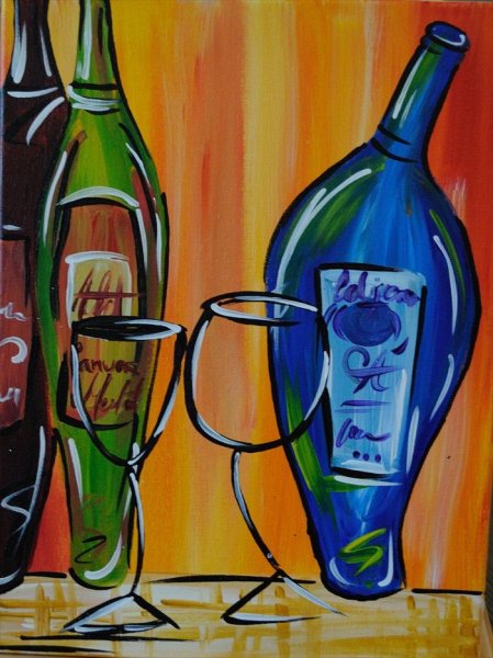 Этюд стеклянной бутылки акварелью