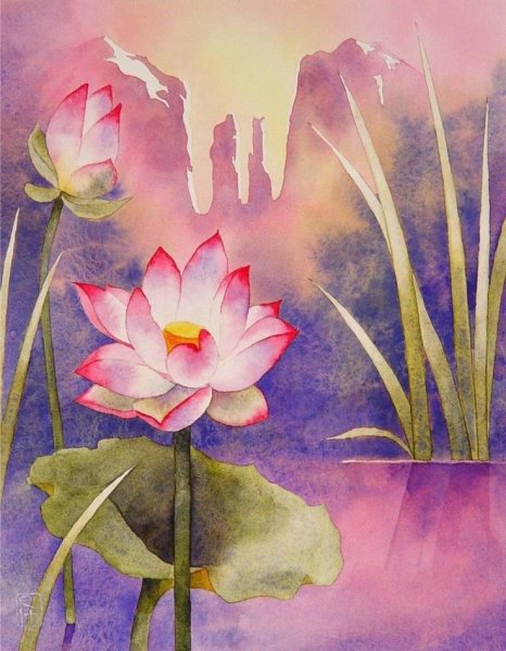 Лотос цветок энкаустика
