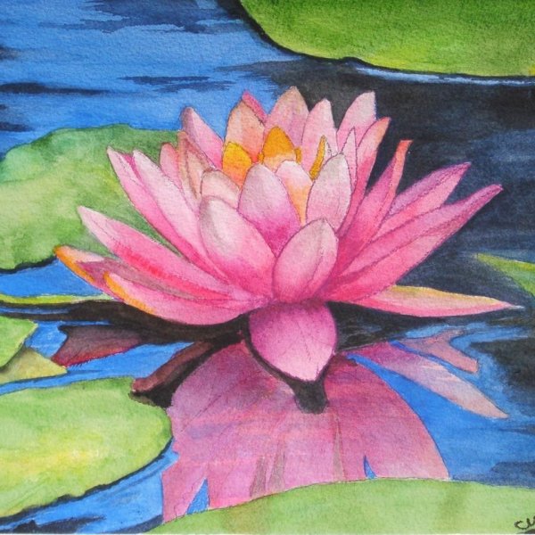 Кувшинки акварелью с детьми