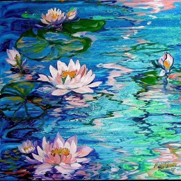 Пруд с лотосами живопись