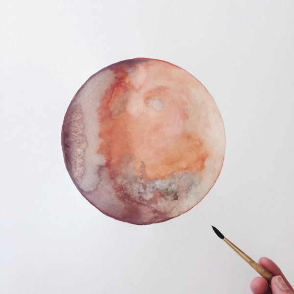 Марс Планета акварель