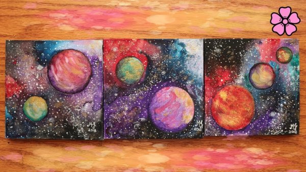 Космос акварелью для детей