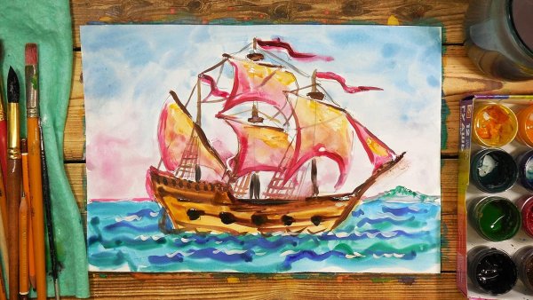 Рисование корабля для детей