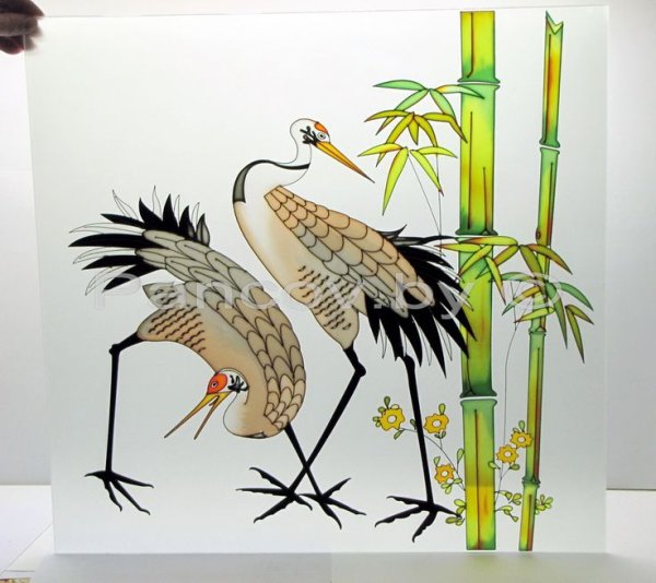Красноголовый журавль живопись