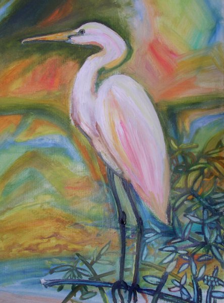 Цапля живопись