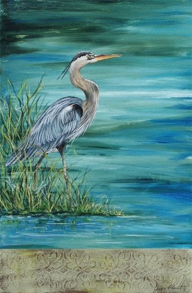 Аист акварель