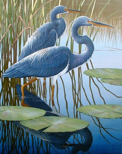 Цапли в картинах художников