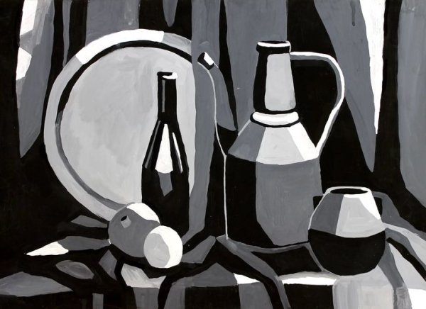 Натюрморт трехтоновая ахроматическая композиция