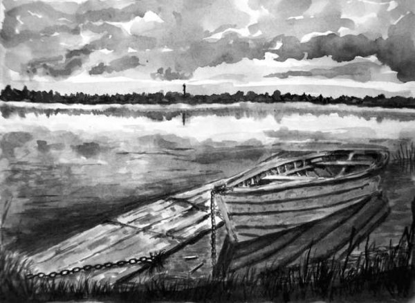 Сухая кисть техника рисования пейзаж