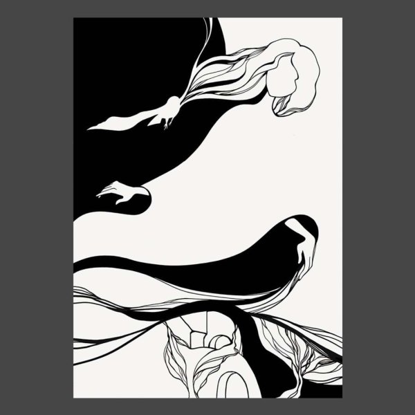 Монохромный рисунок гуашью