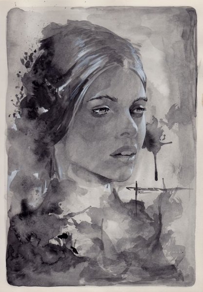 Монохромная живопись портрет