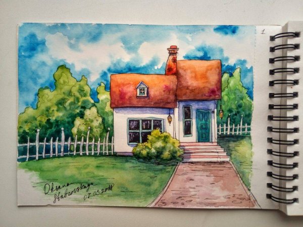 Акварельные домики