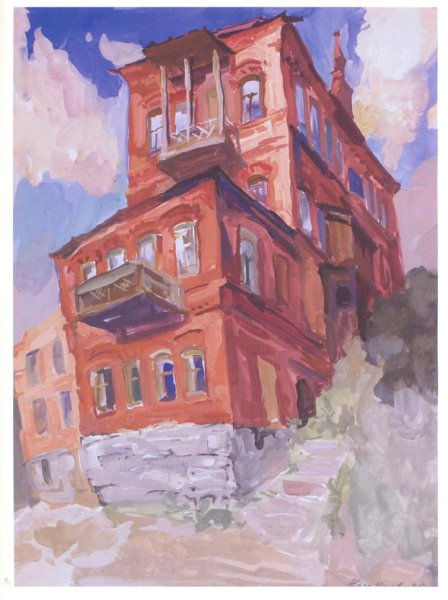 Здания гуашью