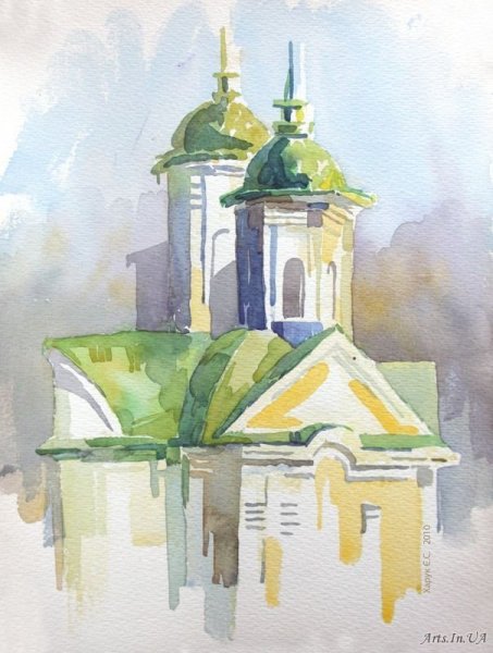 Пленэр акварелью архитектура Церковь