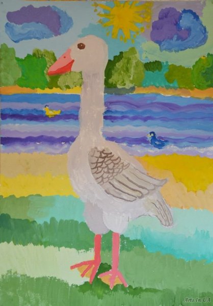 Гусь гуашью
