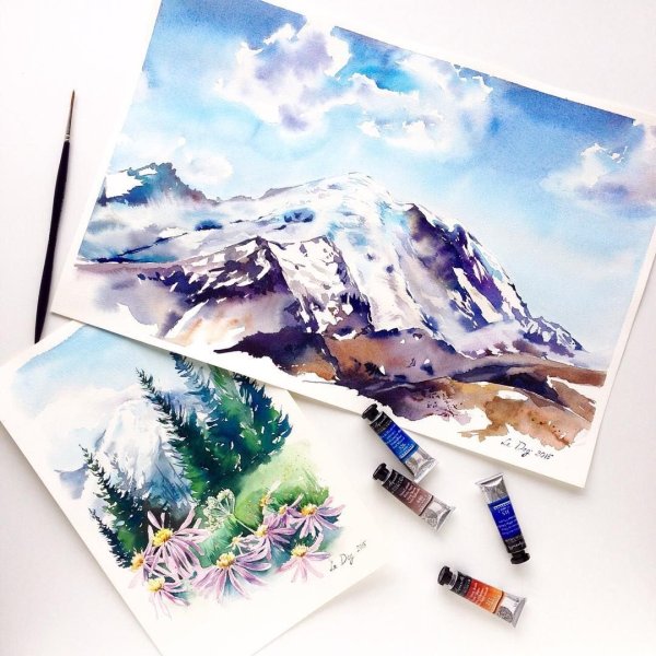 Стилизованный портрет акварелью