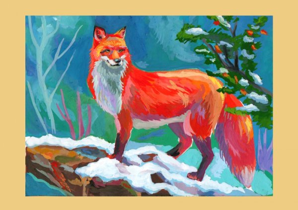 Животные гуашью