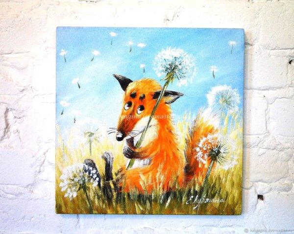 Картина акрилом Лисёнок