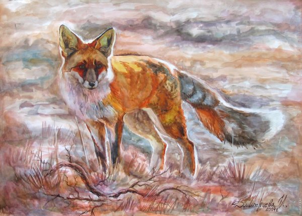 Лиса гуашью