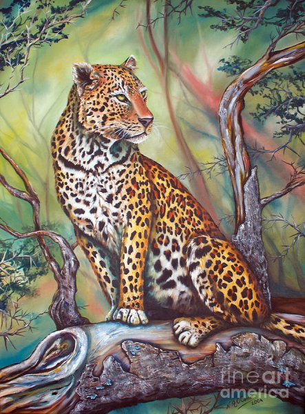 Леопард гуашью