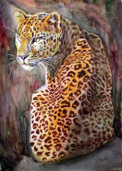 Леопард акварель