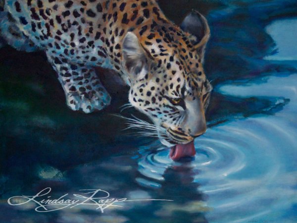 Картина леопард синяя