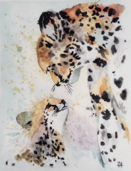 Леопард гуашью