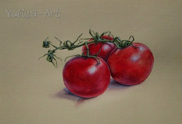 Овощи на акварельной бумаге