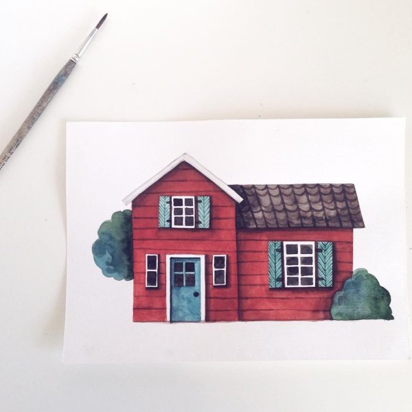 Домик красками