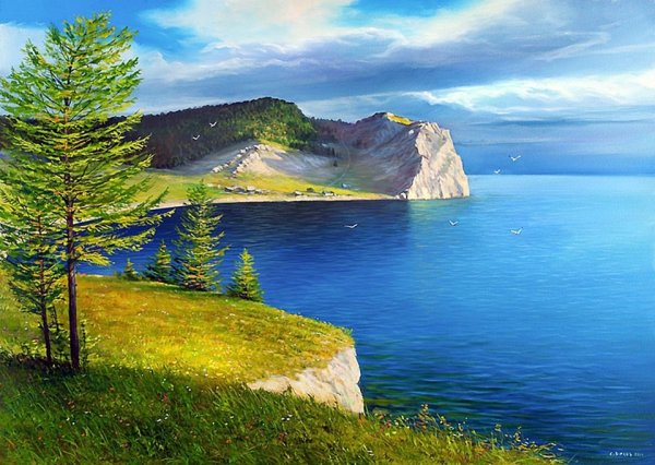 Река Енисей рисунок