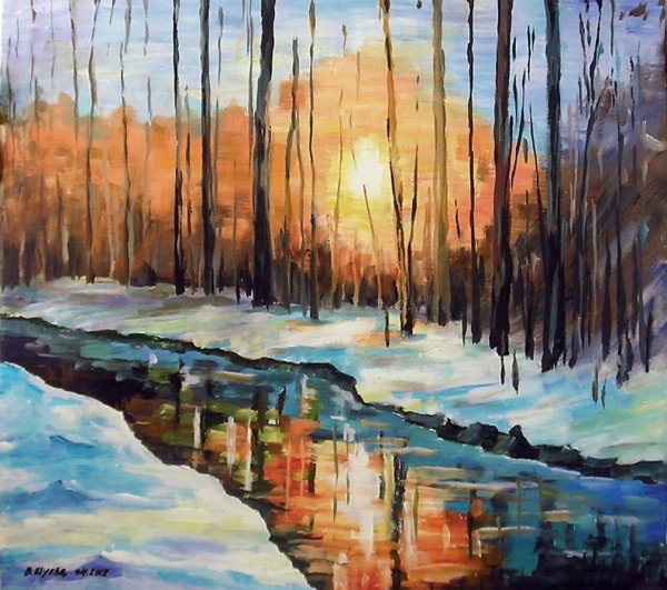 Пейзаж гуашью