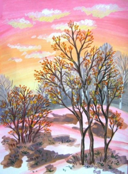 Рисование весеннего пейзажа