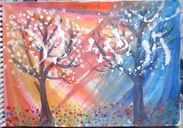 Рисуем весну гуашью