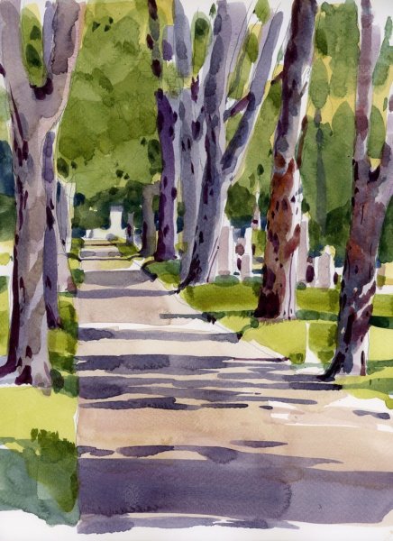 Перспектива аллеи в парке. Живопись Грицай