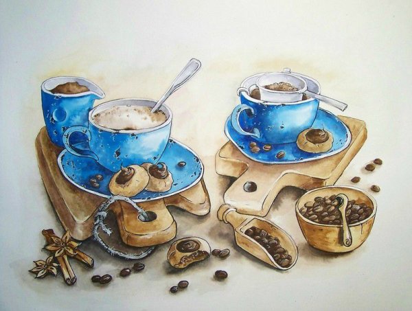 Кофе акварель