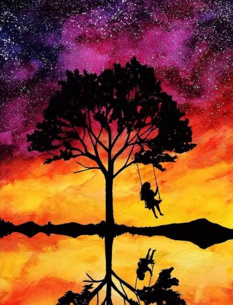 Пейзаж силуэт