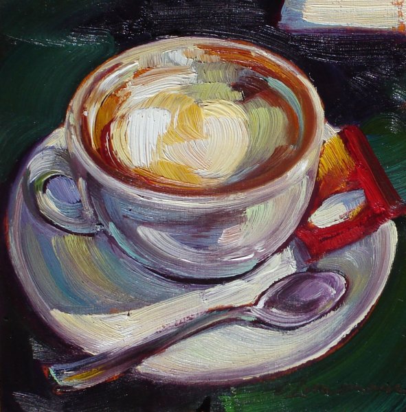 Чашка кофе живопись