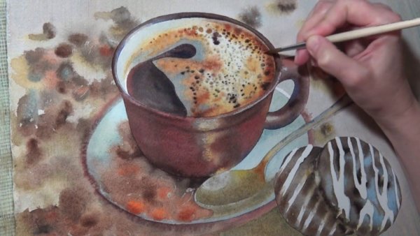Кофе рисунок гуашью