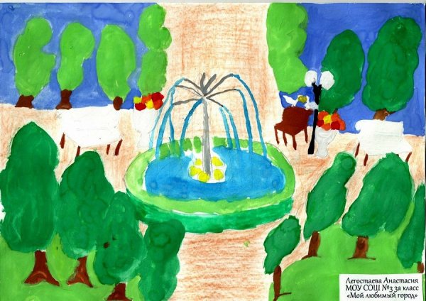 Фонтан рисунок для детей
