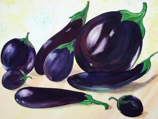Баклажан живопись акварелью