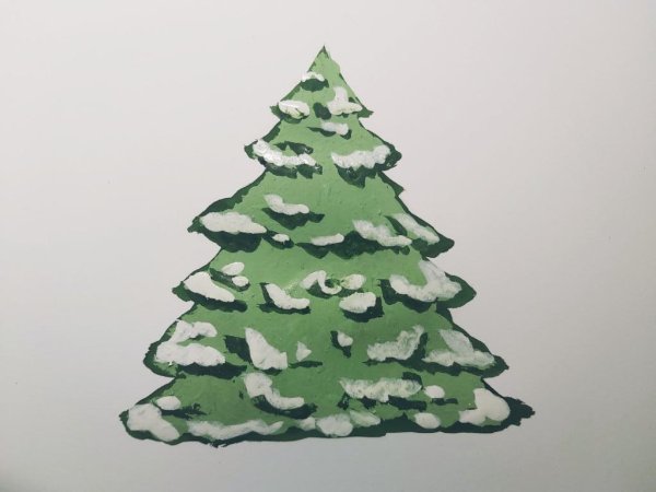 Рисование зимней елочки