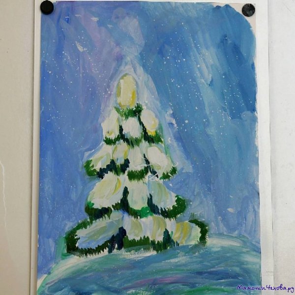 Рисование зимний пейзаж