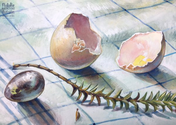 Яйцо акварелью