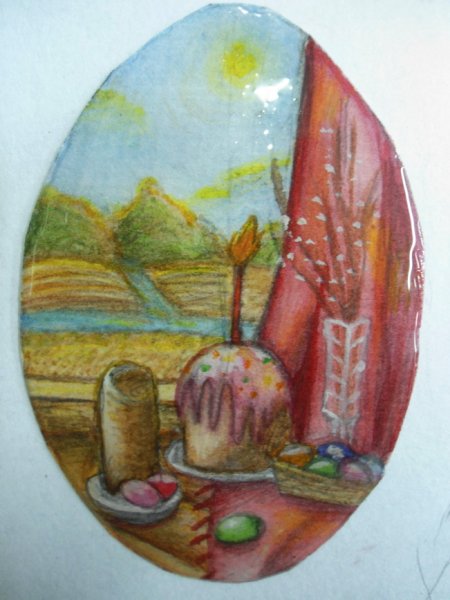 Рисование на яйцах к Пасхе акварелью