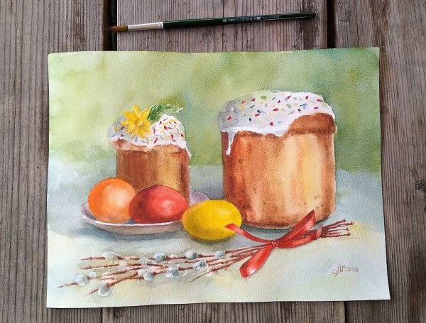 Пасхальные паски акварели